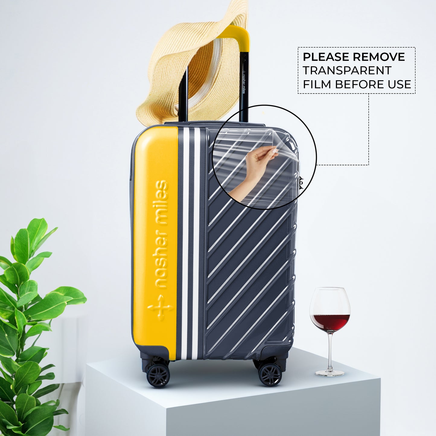 Nasher Miles Vegas Hard-Sided Polycarbonate Cabin Luggage Yellow&Grey 20 inch |55 Trolley Bag