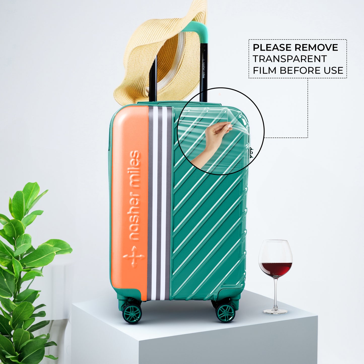 Nasher Miles Vegas Hard-Sided Polycarbonate Cabin Luggage Peach&Sea Blue 20 inch |55 Trolley Bag