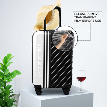 Nasher Miles Vegas Hard-Sided Polycarbonate Cabin Luggage Black&White 20 inch |55 Trolley Bag