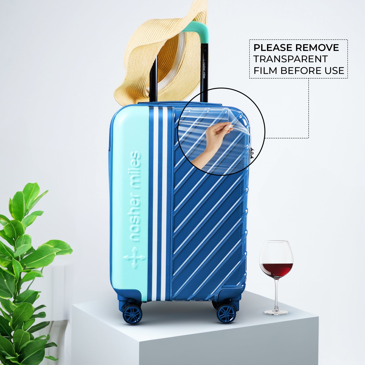 Nasher Miles Vegas Hard-Sided Polycarbonate Cabin Luggage Teal&Dark Blue 20 inch |55 Trolley Bag