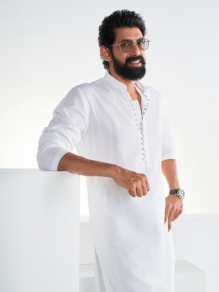 White Sattva Cotton Kurta | Kingdom Of White at Broadway