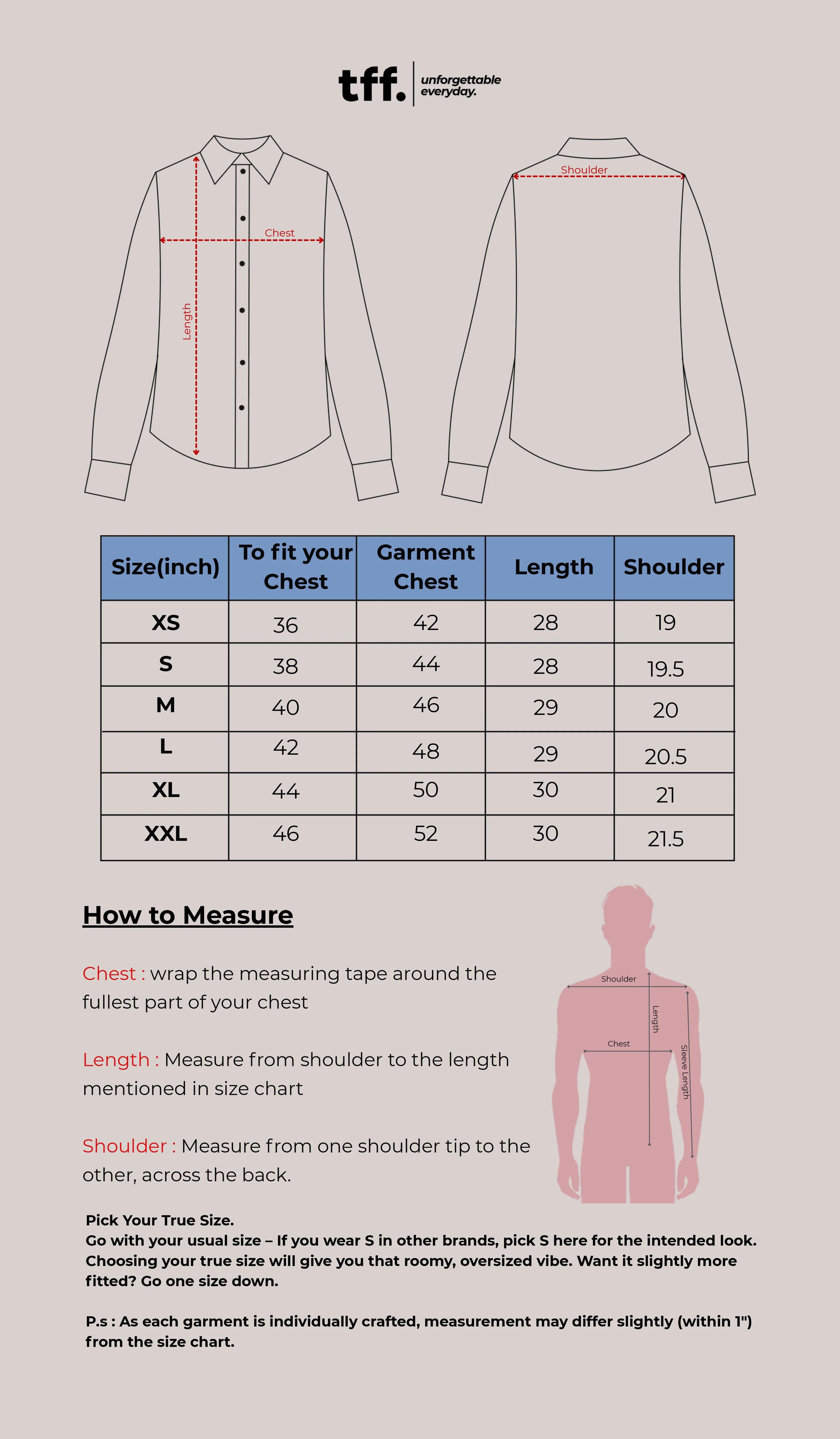 Size Chart for Haraka Shirt