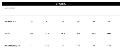 Size Chart for Bare Brown Knit Shorts - Brown