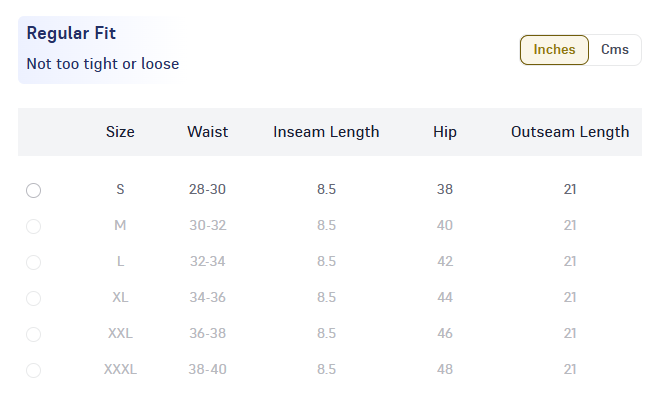 Size Guide