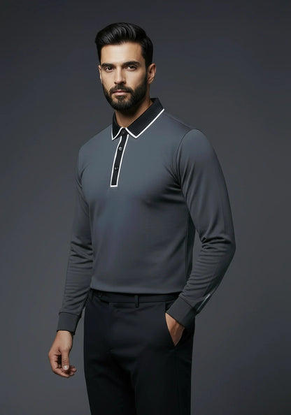 Classic Full Sleeve Polo Grey