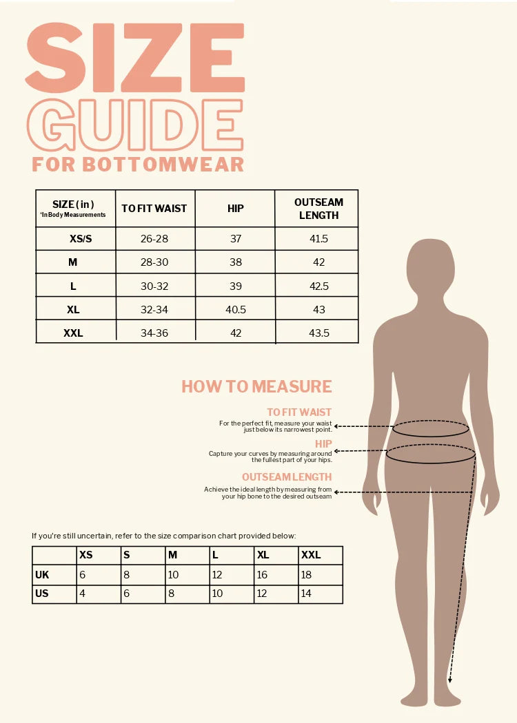 Size Chart for Navy Windbreaker Joggers