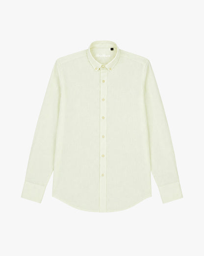 Bare Brown Button Down Collar Linen Shirt, Slim Fit with Full Sleeve - Yellow
