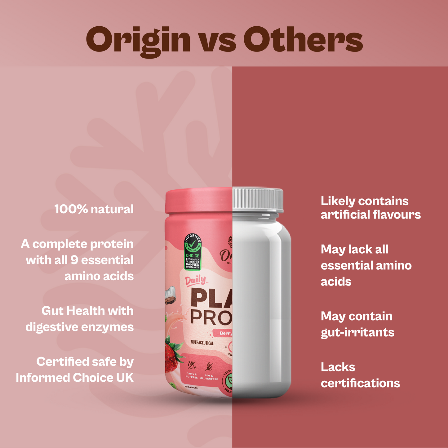 Origin Nutrition Daily Plant Protein  Strawberry Delight