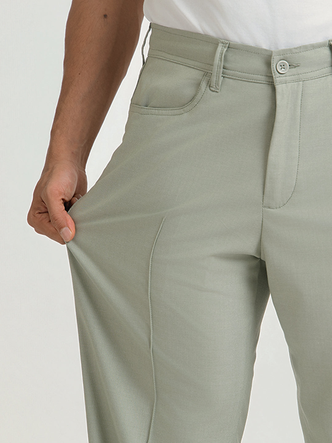 Korean Green Relaxed Fit Pintuck Pants