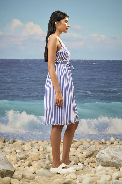 Striped Midi Dress with Relaxed Silhouette