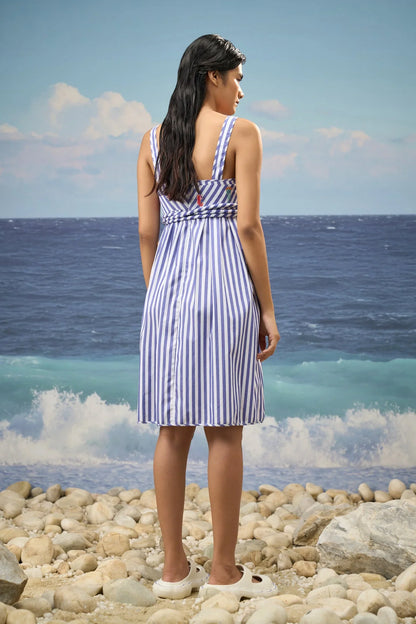 Striped Midi Dress with Relaxed Silhouette