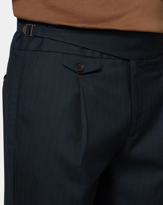 The Gurkha Runway Pant Bourbon Navy Stripes