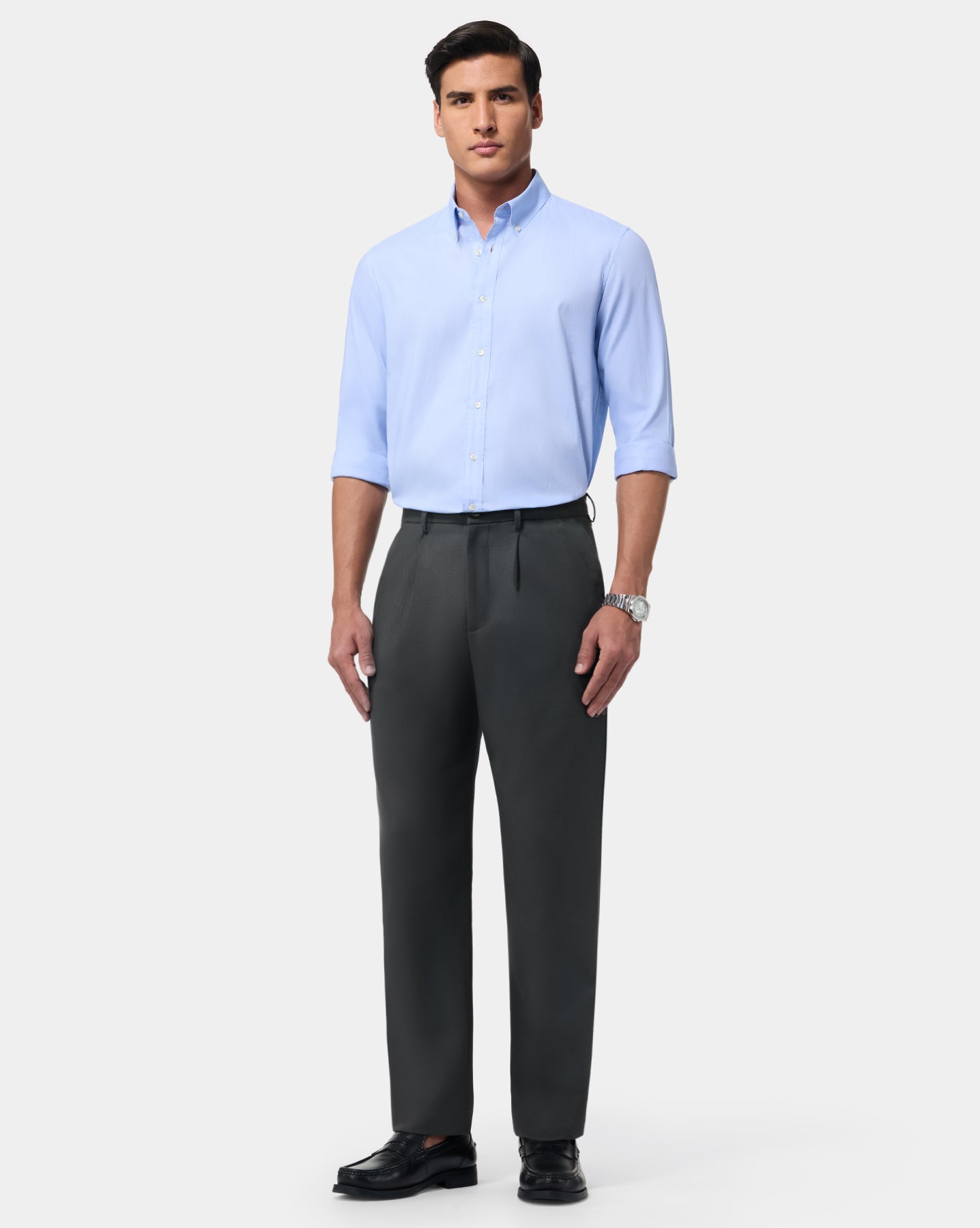 The Relaxed Textured Runway Pant Grey