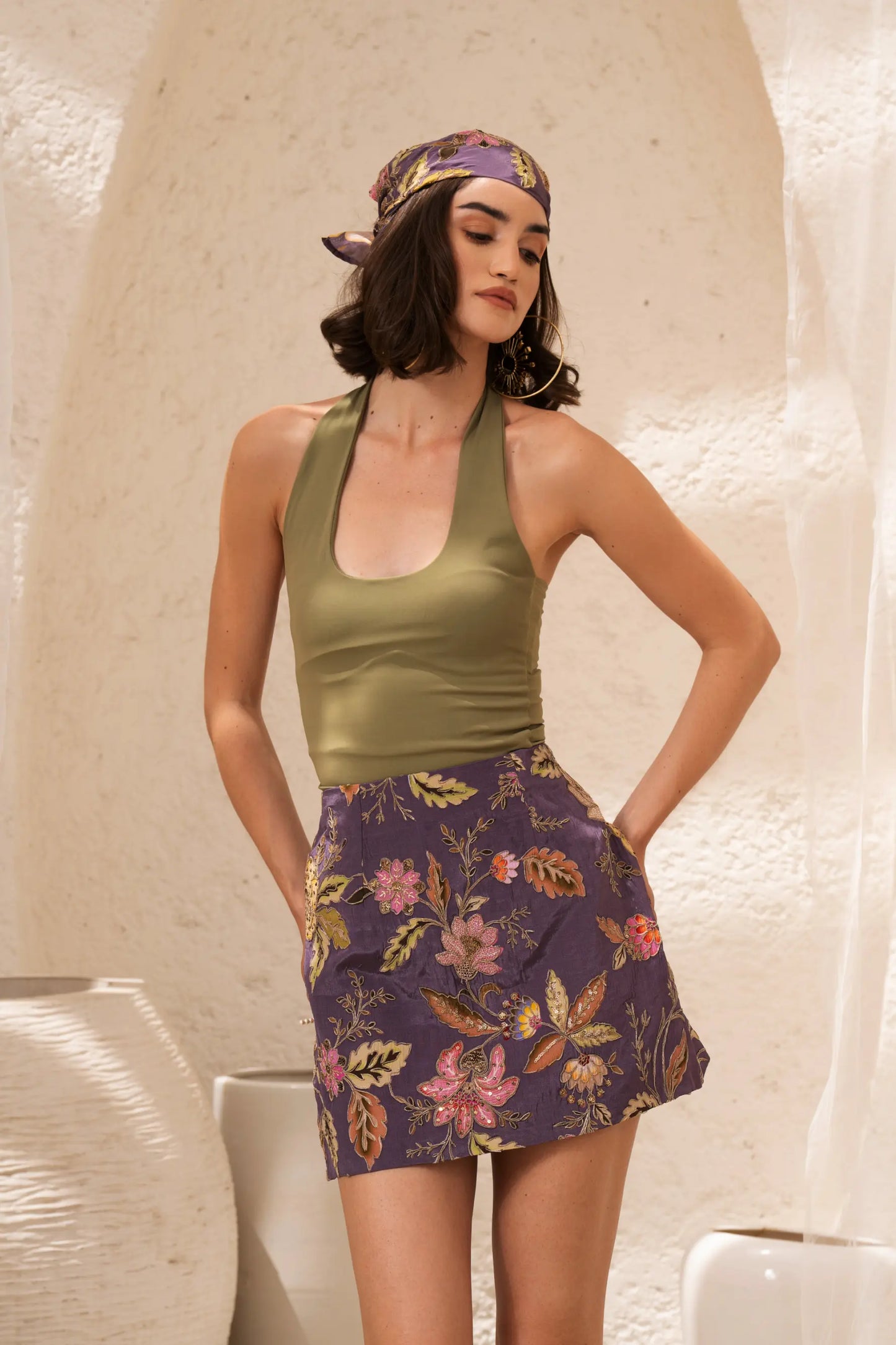 TAYLOR Embroidered Mini Skirt