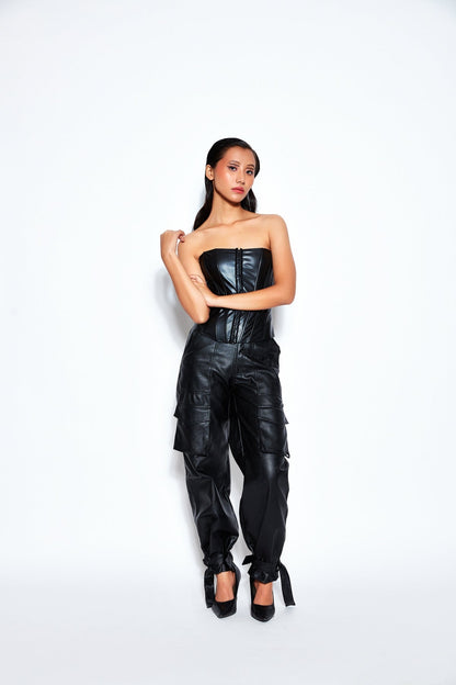 Faux Leather Corset Top