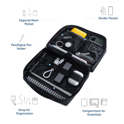 Carriall Electronics Organizer Tech Kit bag for office Accessories (Black)