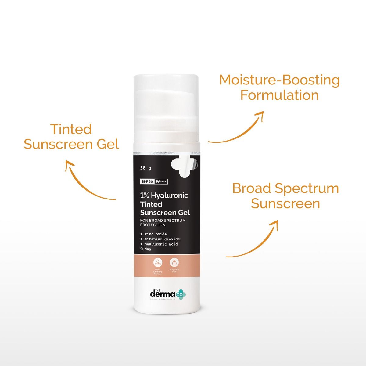 1% Hyaluronic Tinted Sunscreen Gel for Broad Spectrum Protection - 50g