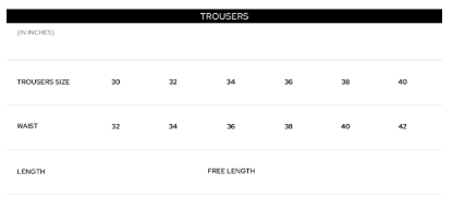 Size Chart for Bare Brown Relax Fit  Stripe Trouser - Grey