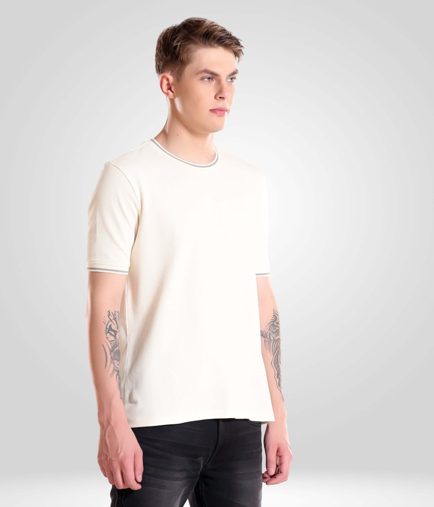 Crew Neck Tshirt |Cool Tech + UV Protectant + Anti Odour  PEARLOFFWHITE