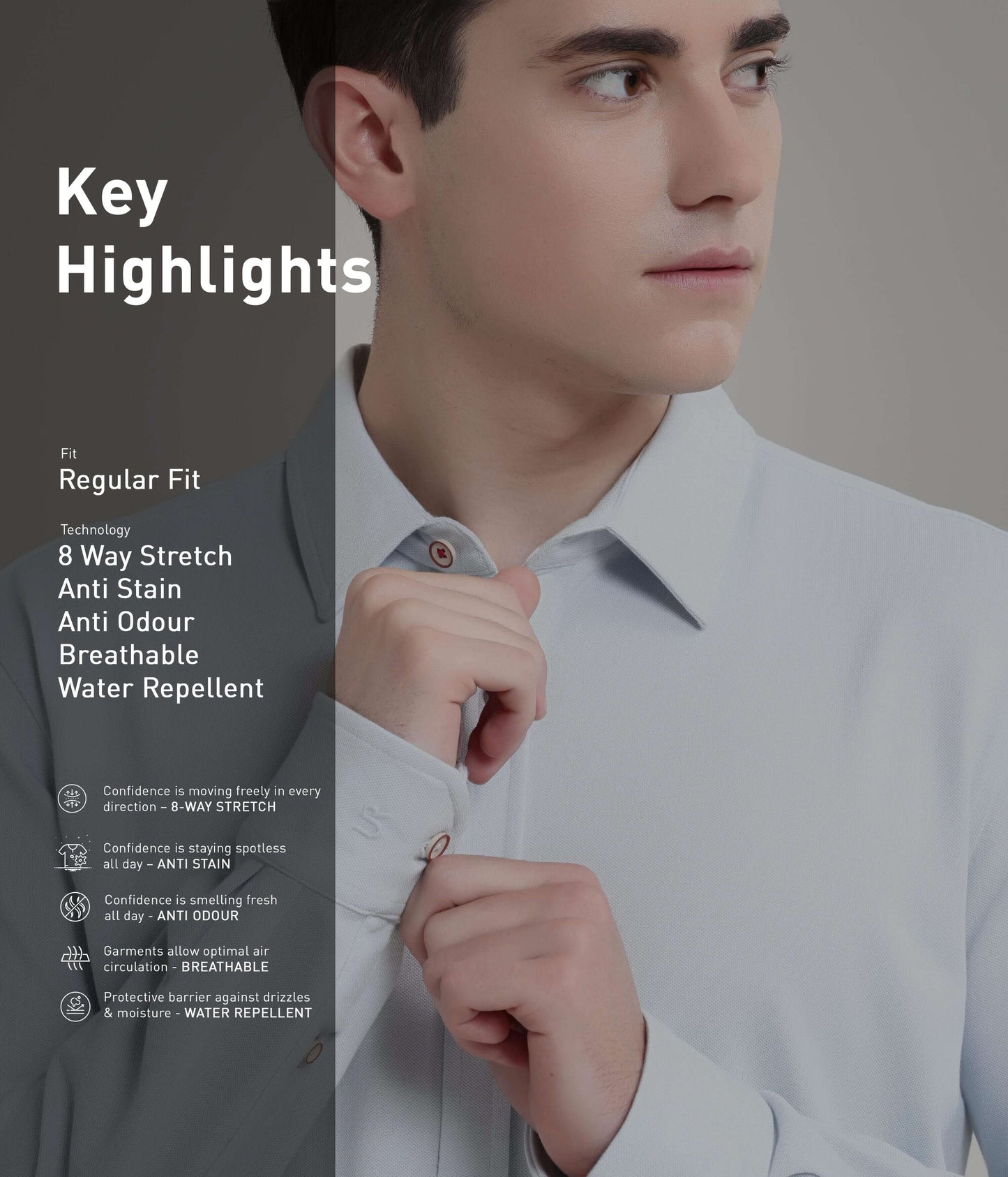 Shirt | Anti Stain Anti Odor Water Repellent   ETHEREALBLUE