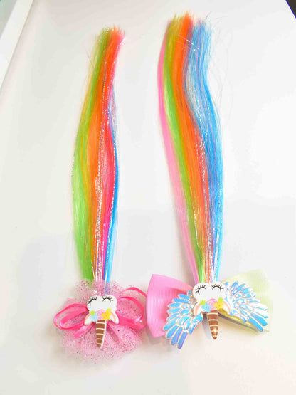 Unicorn Clip in coloured hair extensions for kids