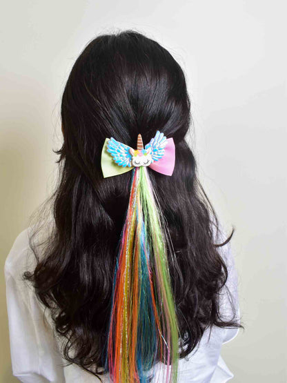 Unicorn Clip in coloured hair extensions for kids