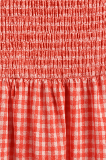 Red Gingham Smocked Bodice Dress