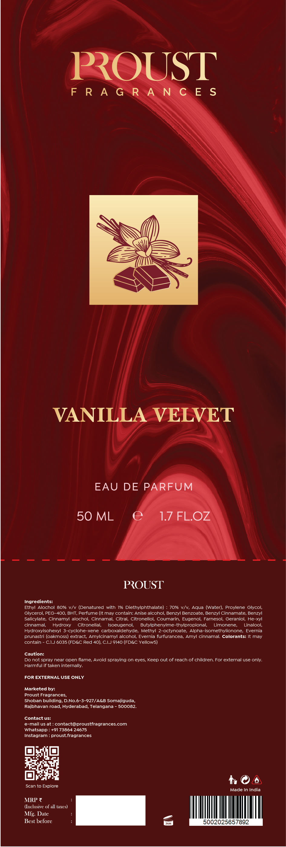 Vanilla Velvet 100mL by Proust Fragrances