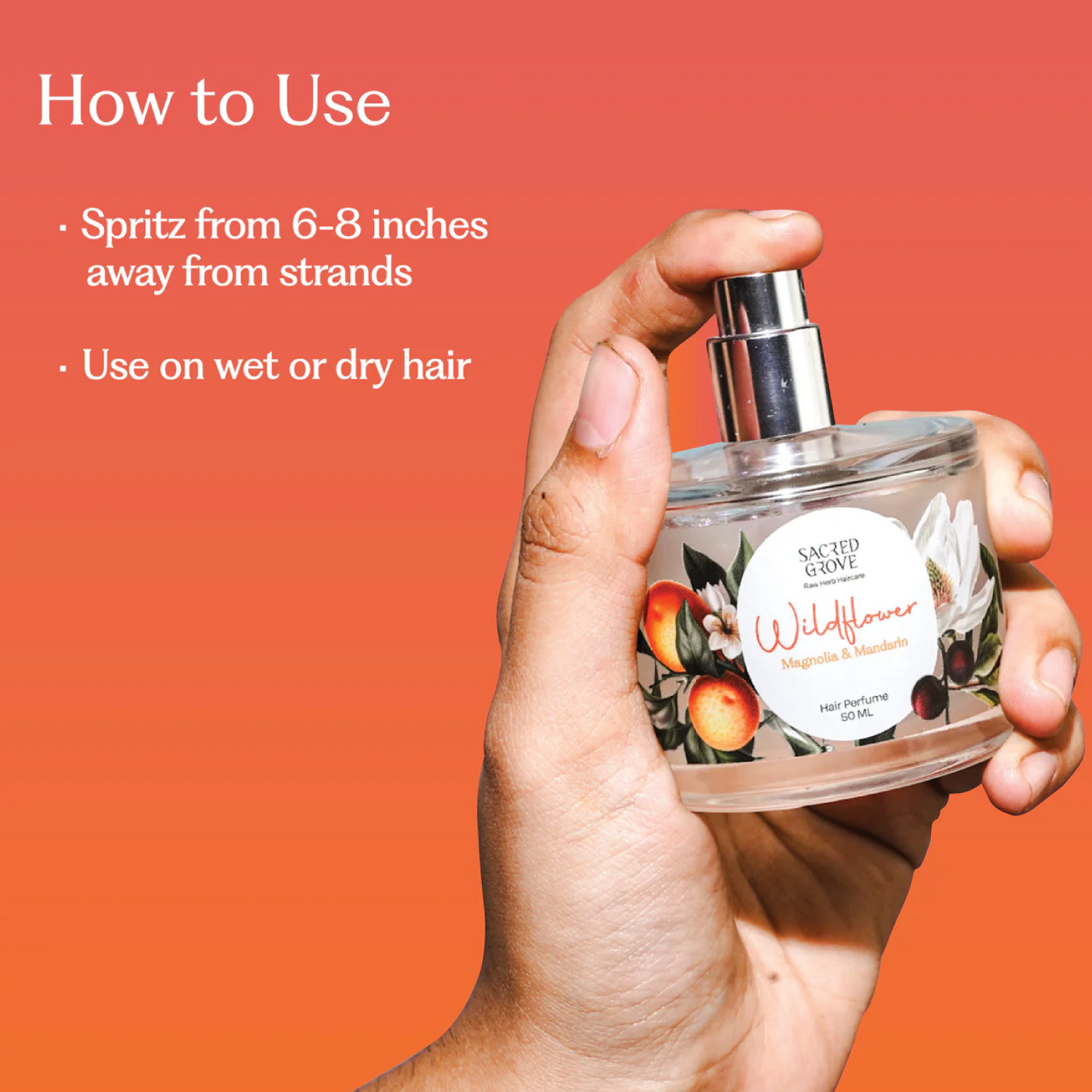 Wildflower Hair Perfume For Women, Floral Hair Mist Scent, Alcohol Free Long Lasting (50ml) | Sacred Grove at Broadway