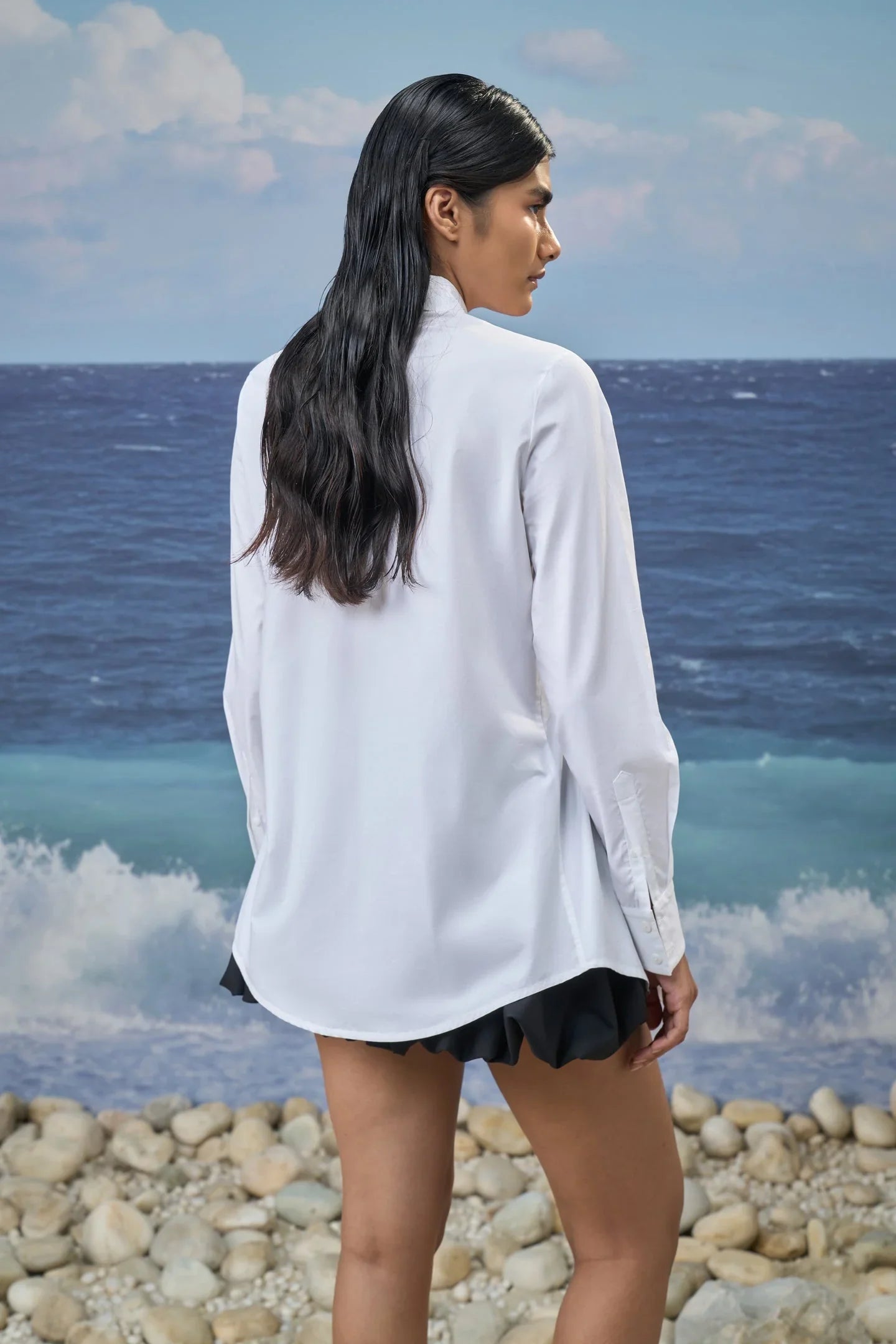 White Premium Giza Cotton Embroidered Relaxed Shirt
