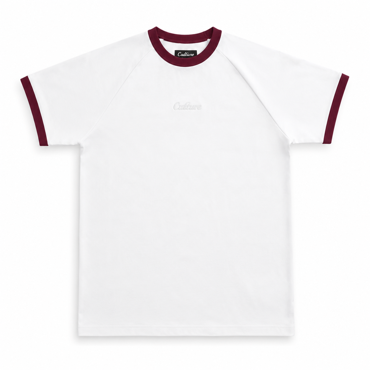 Ringer Raglan Tee - White / Burgundy