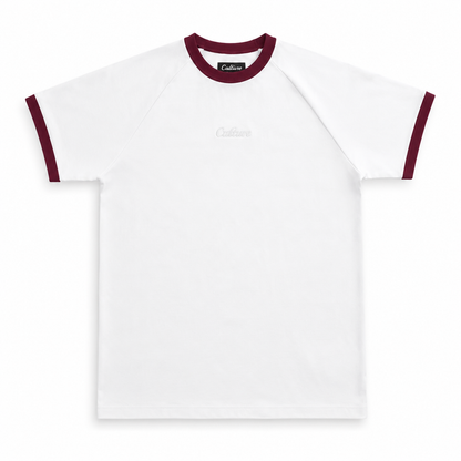 Ringer Raglan Tee - White / Burgundy