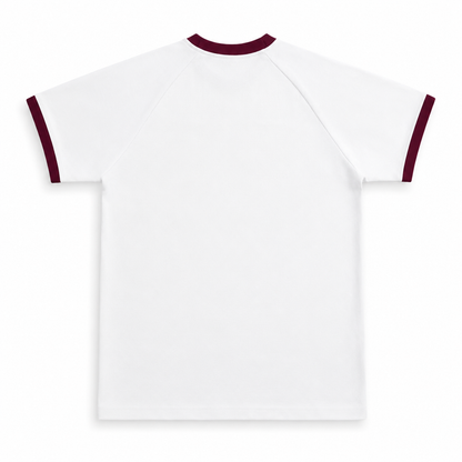 Ringer Raglan Tee - White / Burgundy