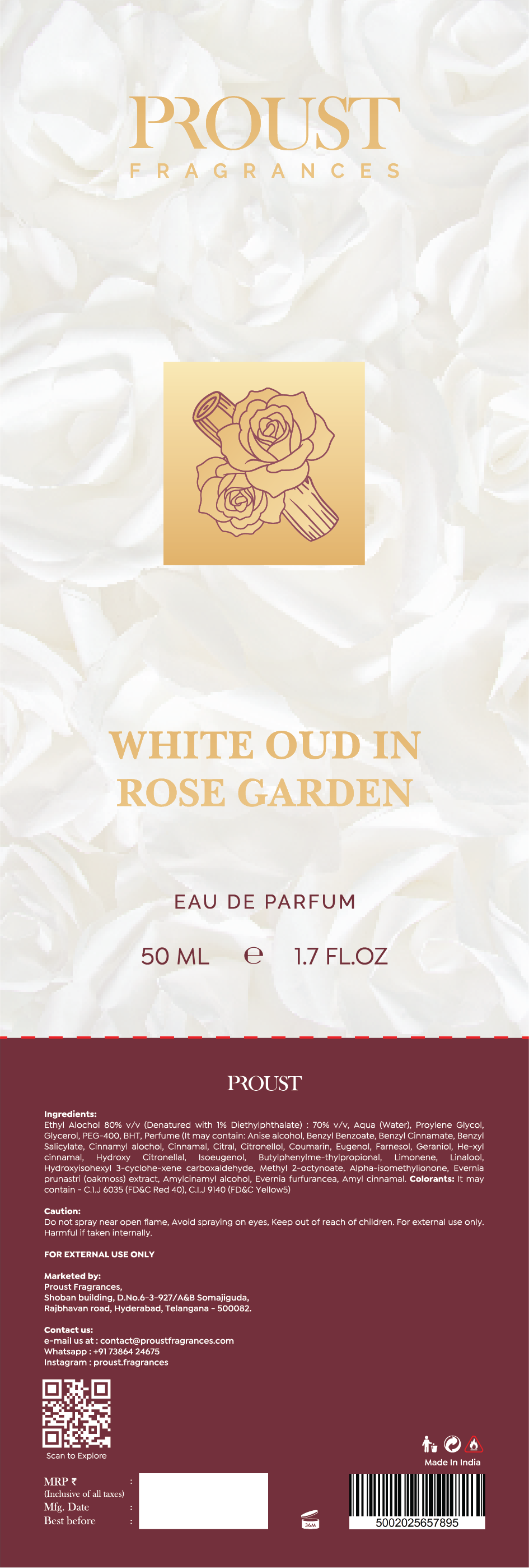White Oud in Rose Garden 100mL by Proust Fragrances