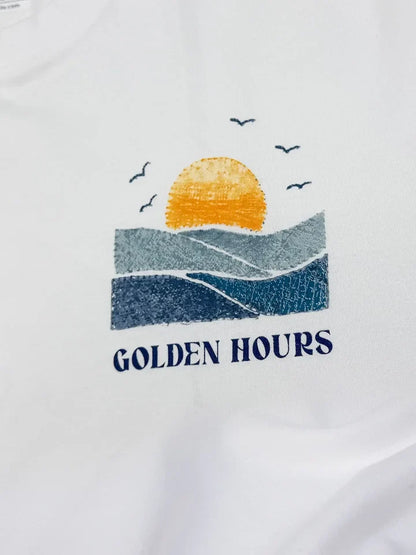 Seaside White Oversized Cotton Graphic Tee - print zoom