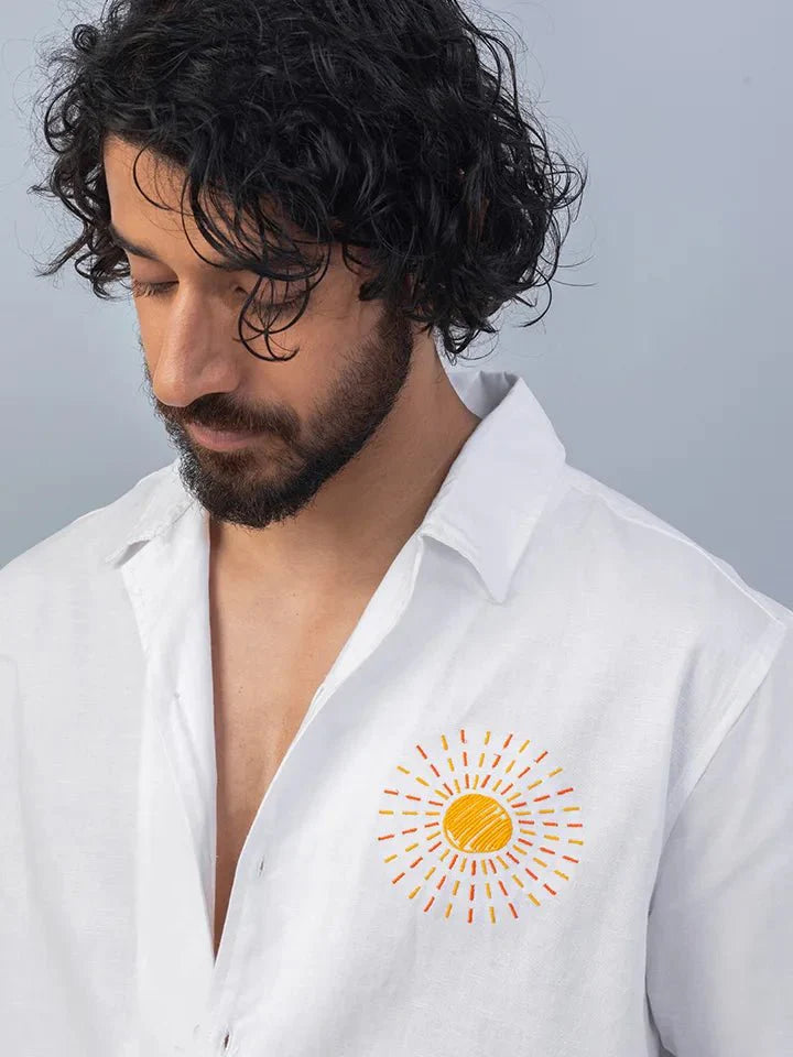 Lumere Embroidered Cotton Linen Shirt