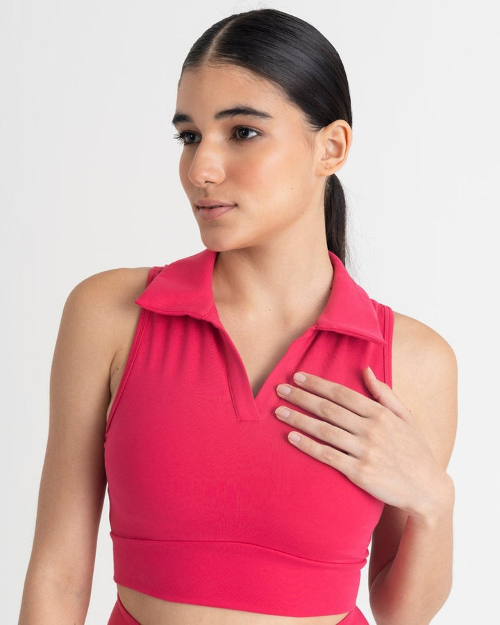 Zen Polo-Neck 2-in-1 Crop Top | Hunnit at Broadway