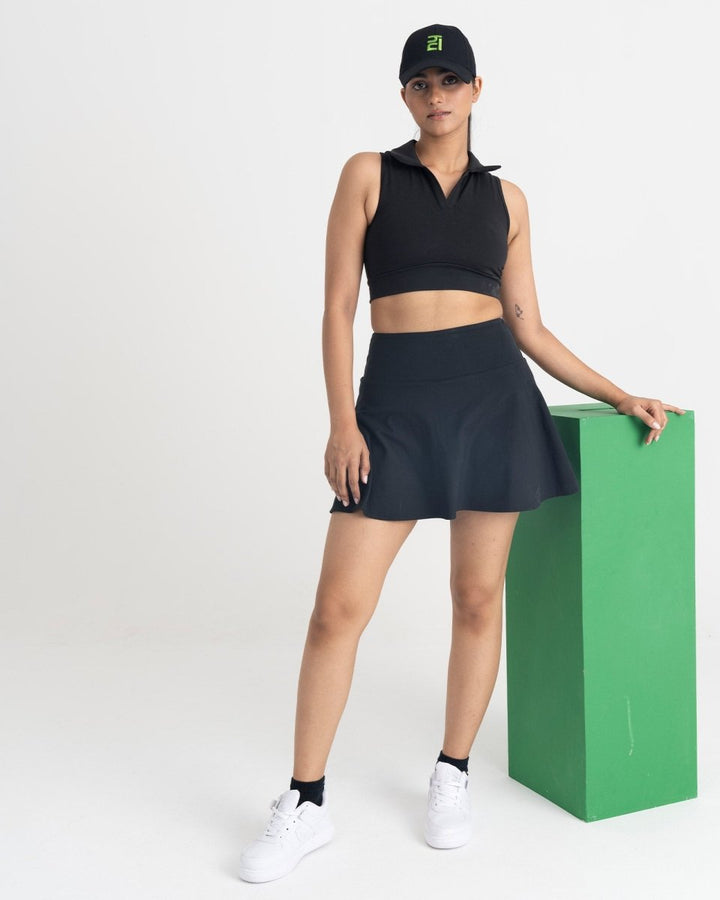 Zen Polo-Neck 2-in-1 Crop Top | Hunnit at Broadway