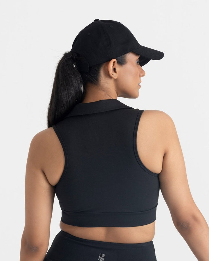 Zen Polo-Neck 2-in-1 Crop Top | Hunnit at Broadway