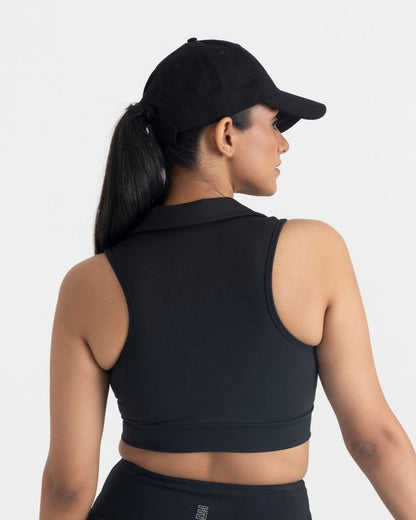 Zen Polo-Neck 2-in-1 Crop Top | Hunnit at Broadway